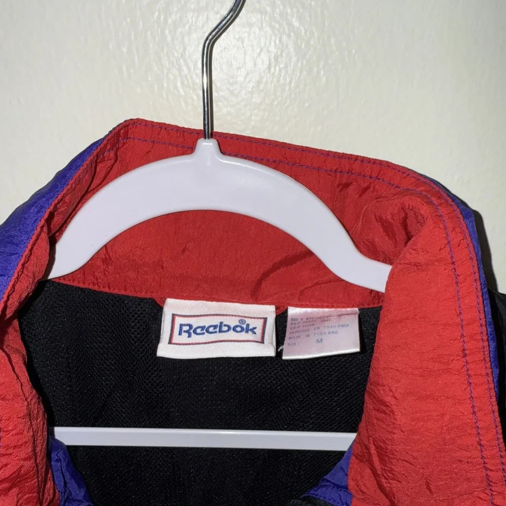 Vintage 90s‎ Purple Retro Color Block Reebok  Windbreaker Jacket hip hop M